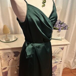 NWT Hello Molly Emerald Satin Wrap Dress